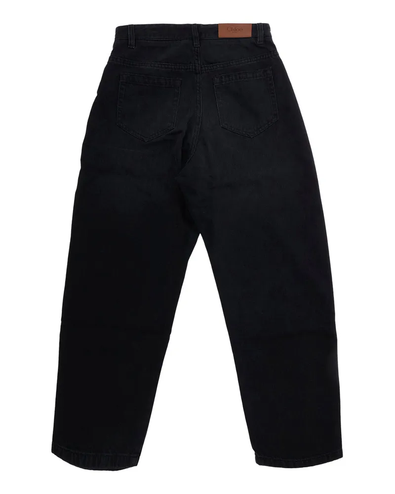Chloé Wide-Leg Cotton Jeans — Black Black