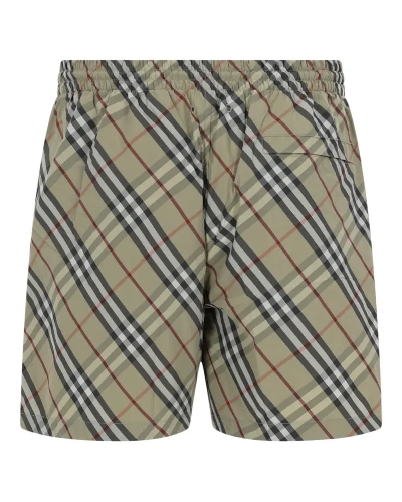 Burberry Checked Polyamide Swim Shorts — Green Green