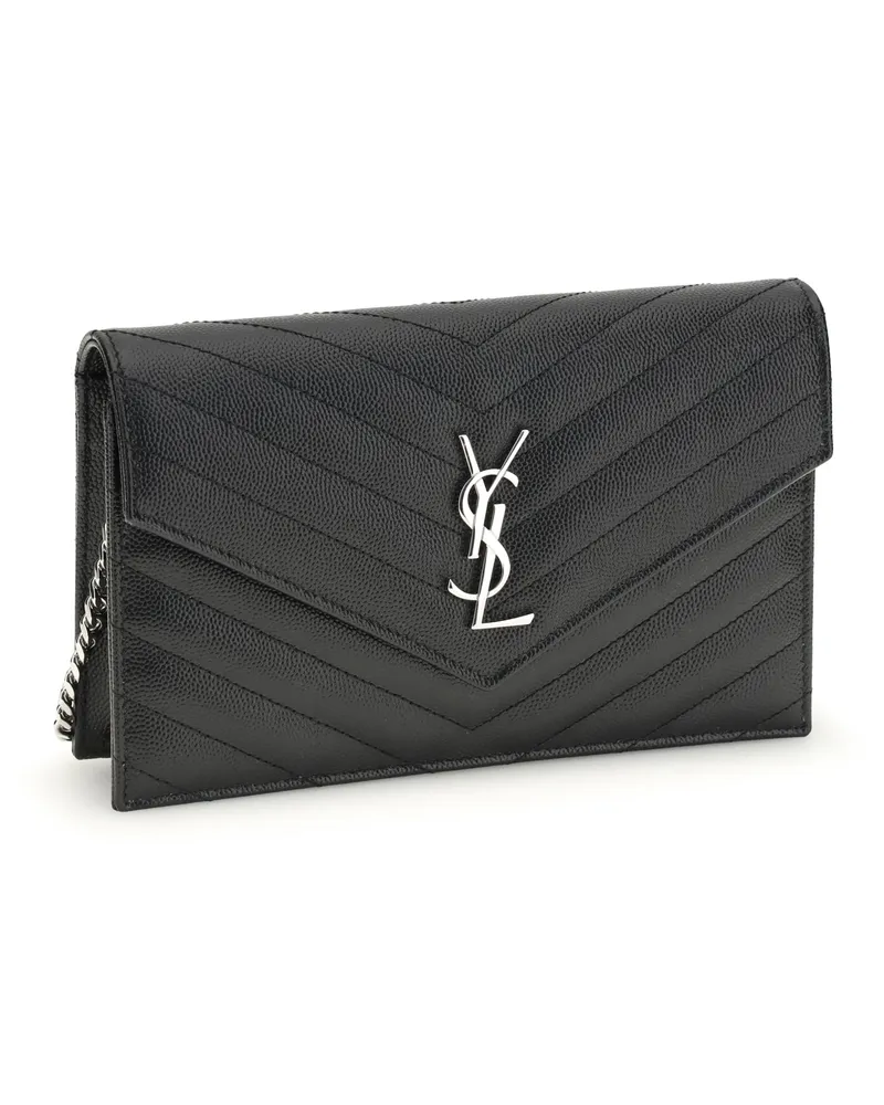 Saint Laurent Women's Cassandre Mini Shoulder Bag Nero Calf Leather Bos Taurus Wallet Black
