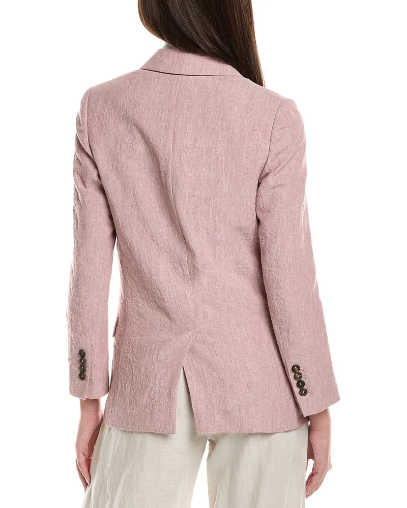 Brunello Cucinelli Double-Breasted Linen Blazer — Rose Rose