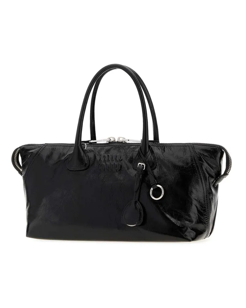 Miu Miu Vitello Leather Shoulder Bag — Black Black