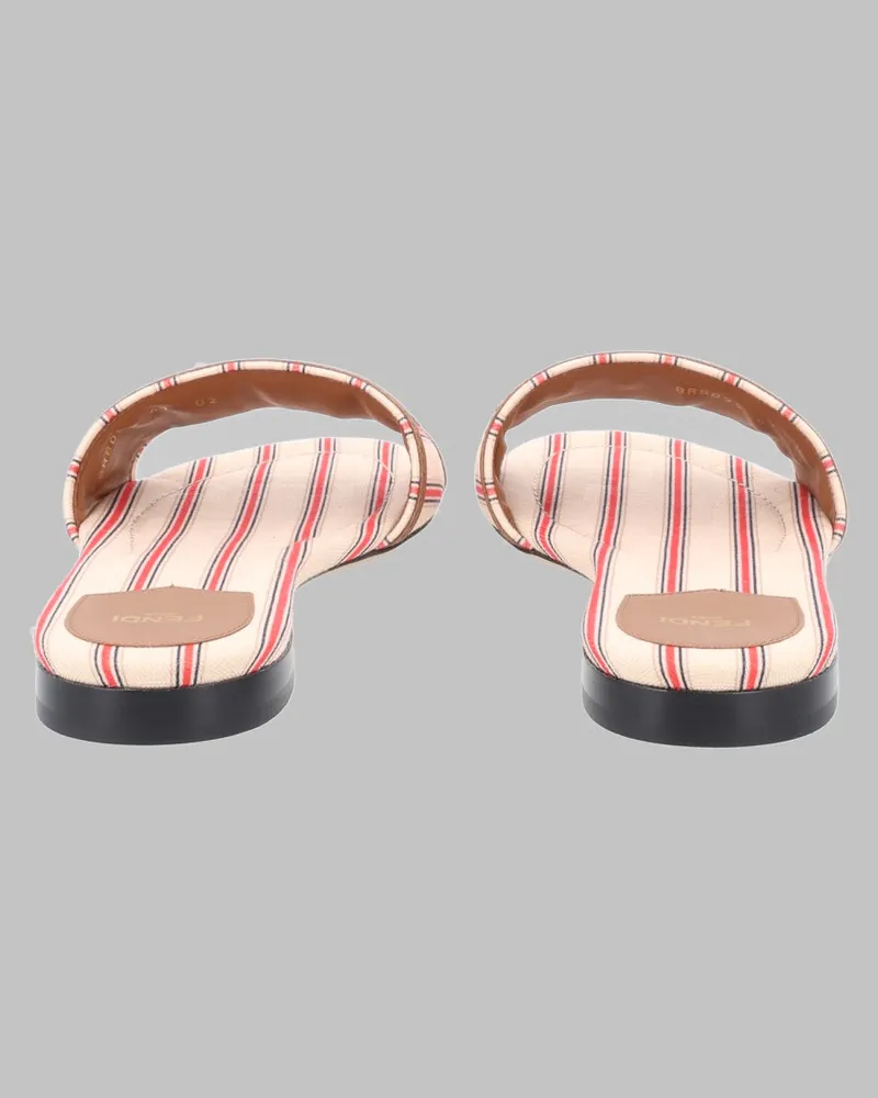 Fendi FF Logo Canvas Slides — Beige Beige