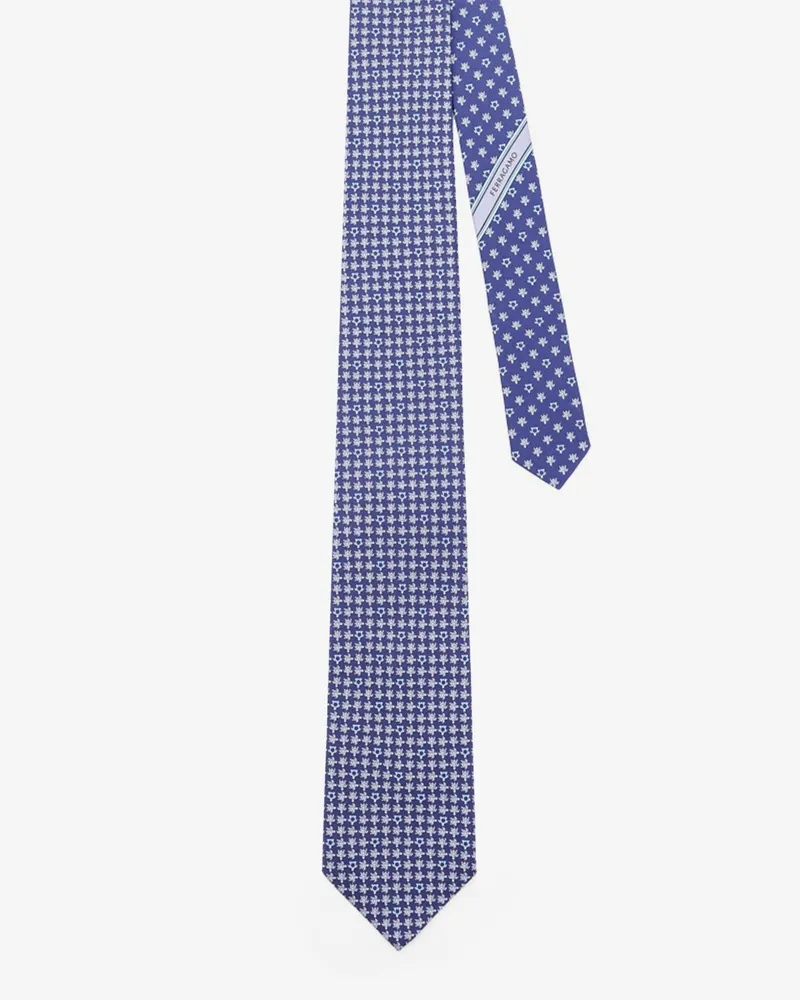 Ferragamo Men's Silk Tie Blue Ties & Bow Blue