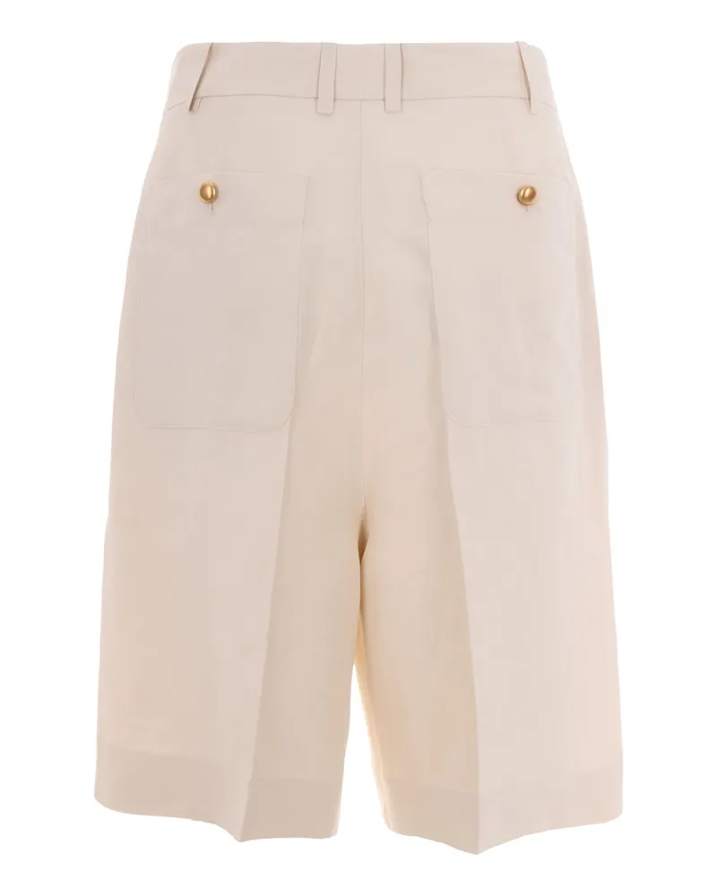 P.A.R.O.S.H. Women Bermuda Shorts Sand Linen Viscose Beige