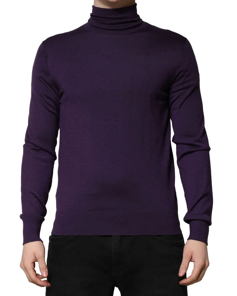 Dolce & Gabbana Cashmere-Silk Blend Turtleneck Sweater — Purple Purple