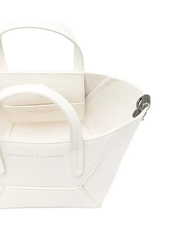 Brunello Cucinelli Women's Logo-Print Tote Bag Ss26 W White