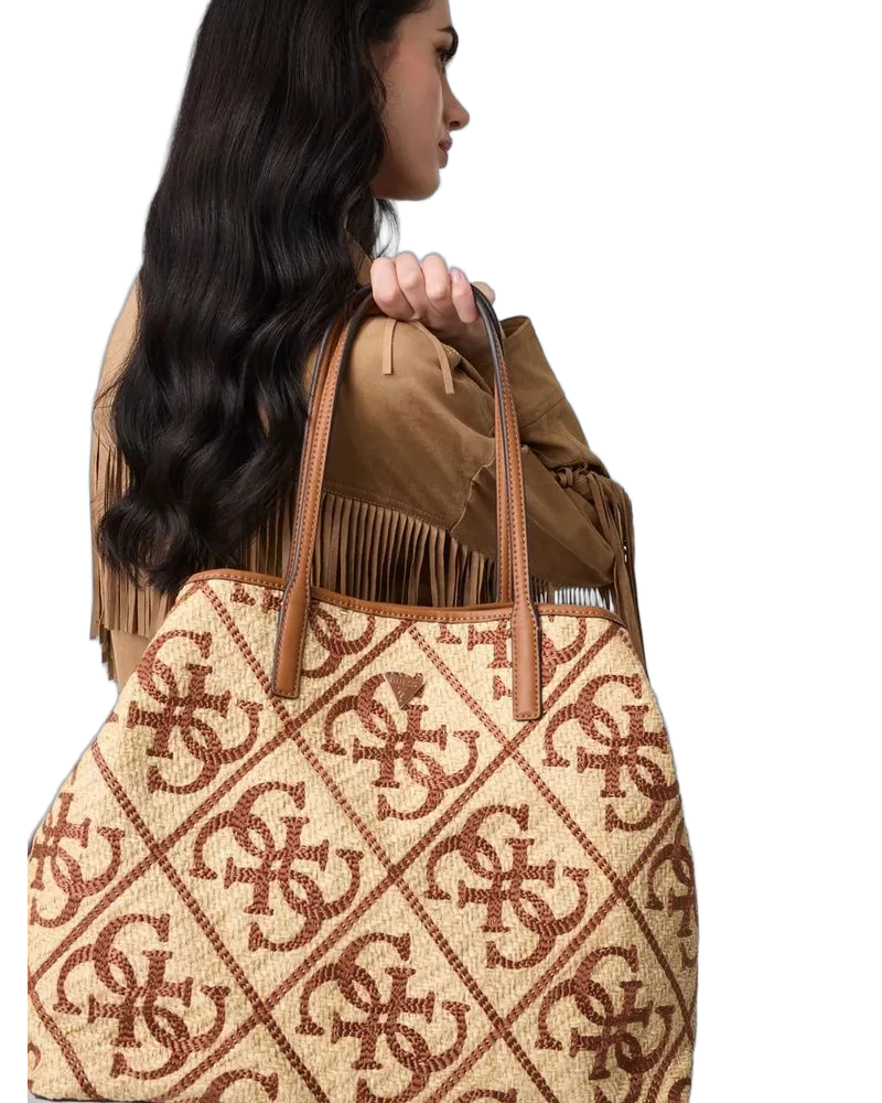 Guess Women's Tote Natural-Caramel Polypropylene Tote-bags Caramel