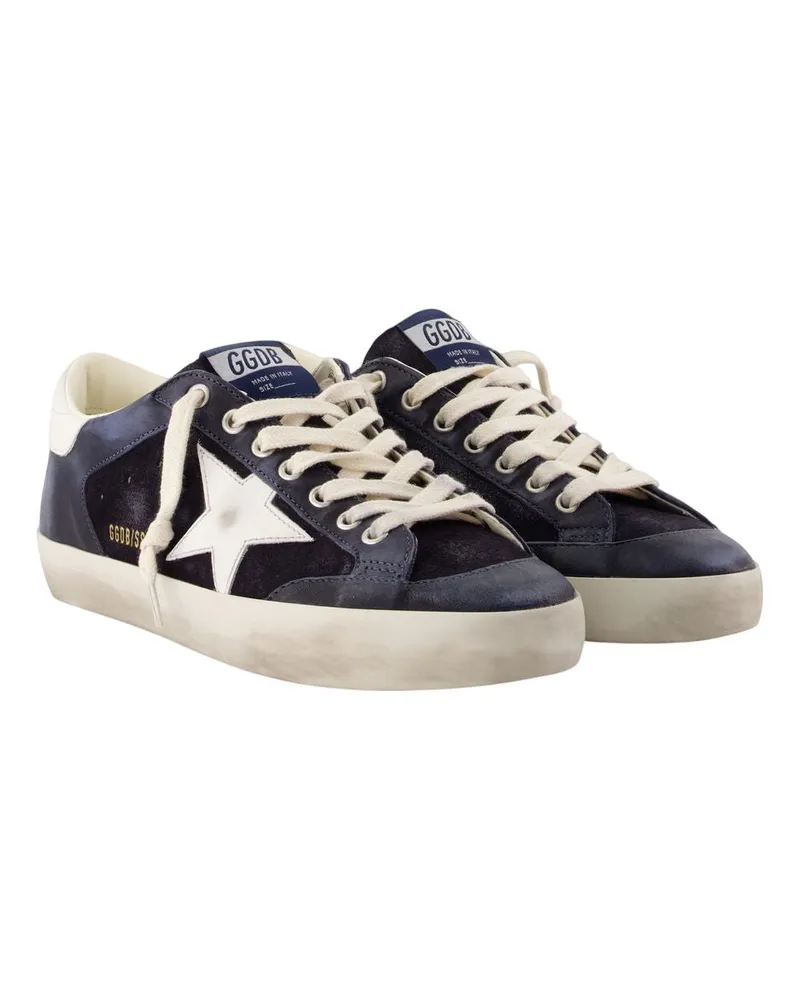 Golden Goose Women's Super Star Sneakers -  Leather Blue Calfskin Shoes Navy