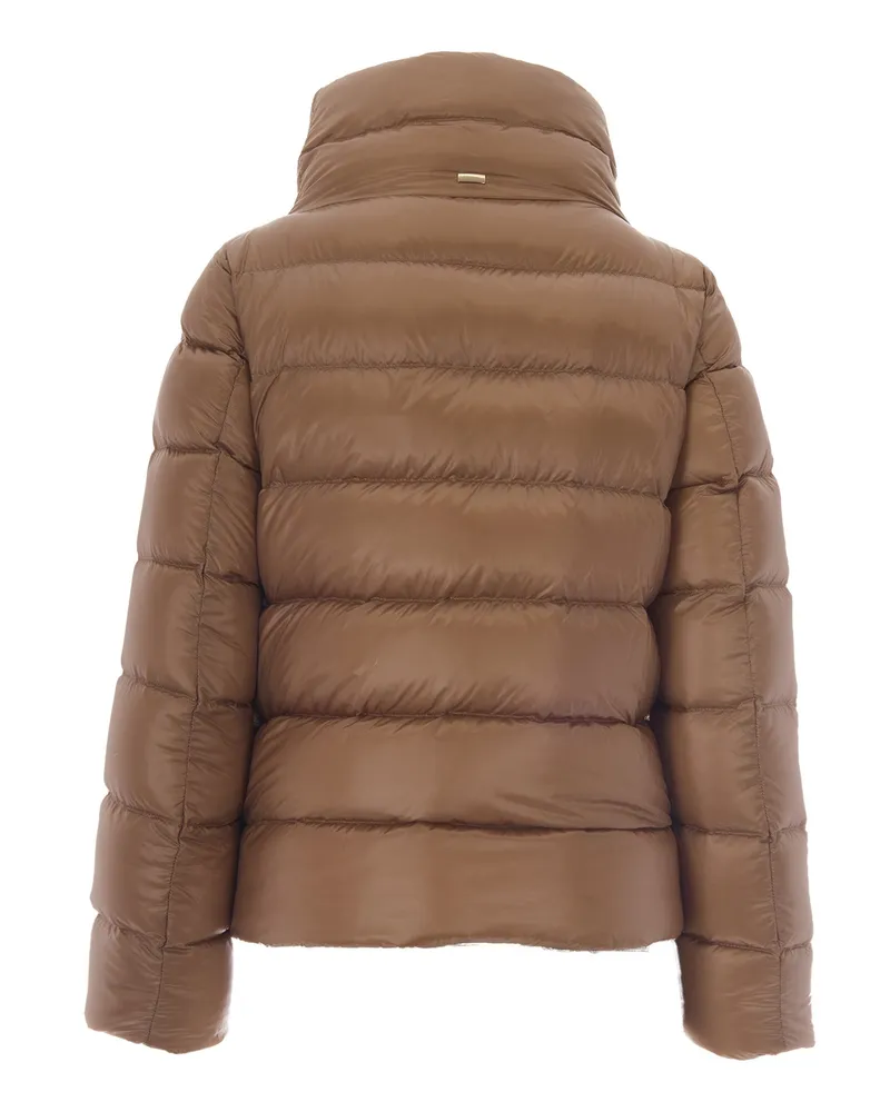 Herno Women's Quilted Nylon Cape Camel Jacket Camel