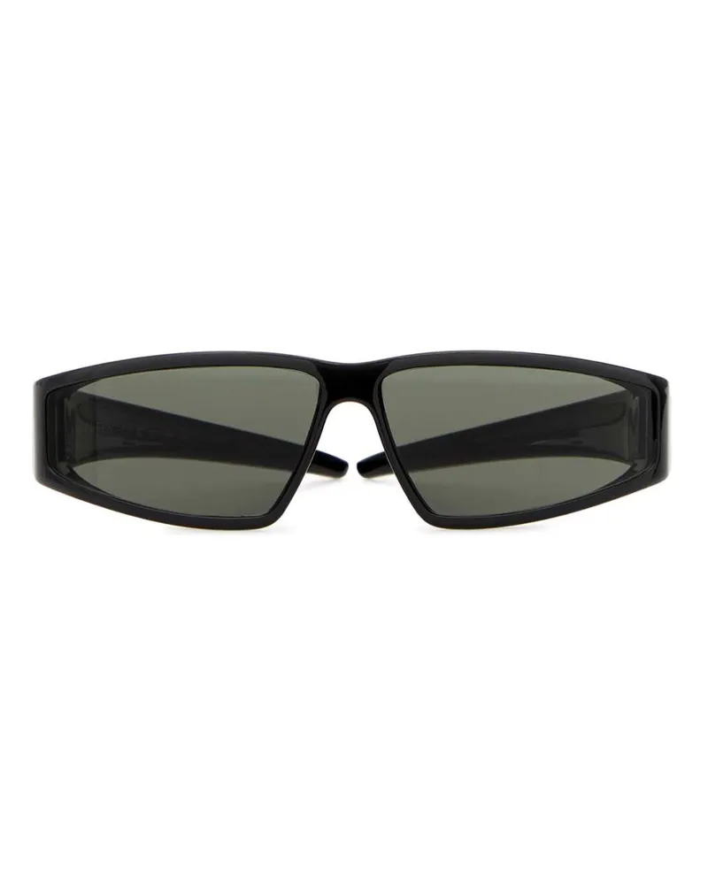 Alexander McQueen Women's Black Acetate Wraparound Sunglasses Bioinjection Occhiali Da Sole Black