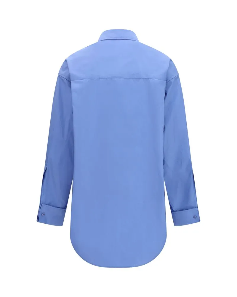 Balenciaga Women Blue Cotton Shirt Blue