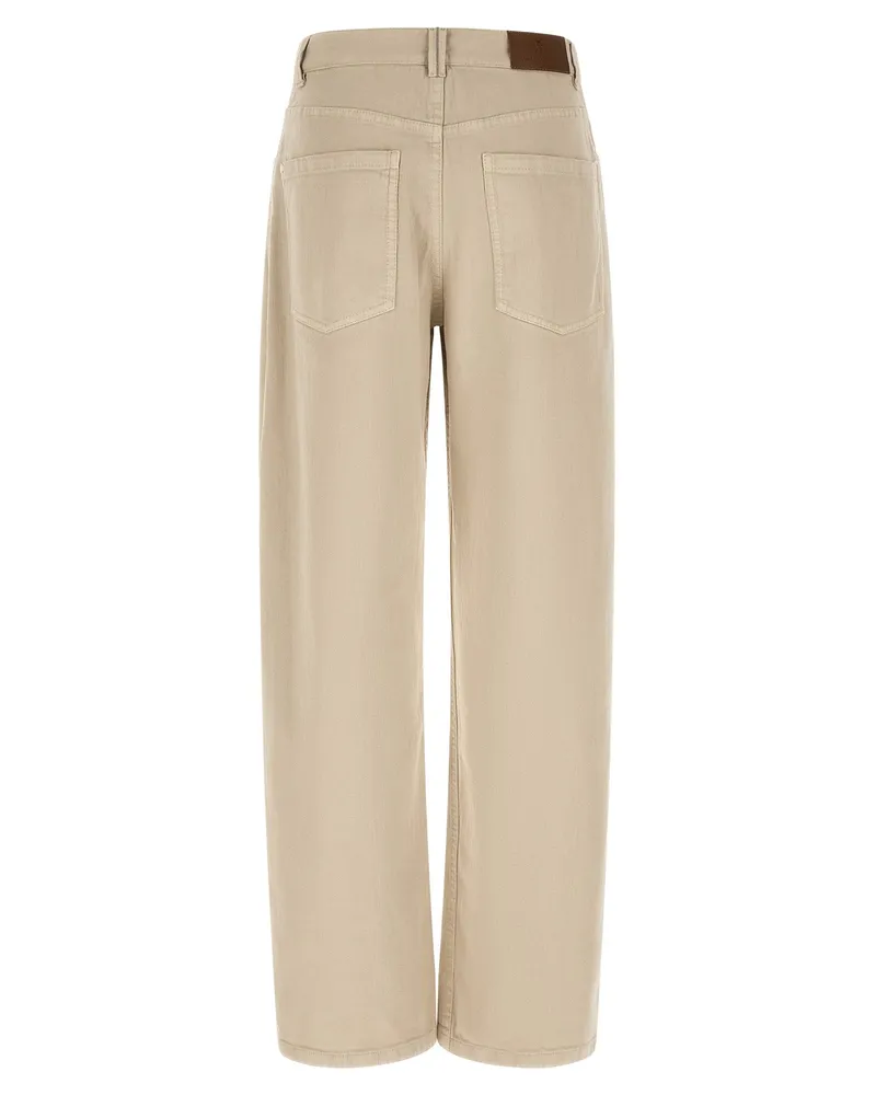 Brunello Cucinelli Garment-Dyed Cotton Canvas Jeans — Beige Beige