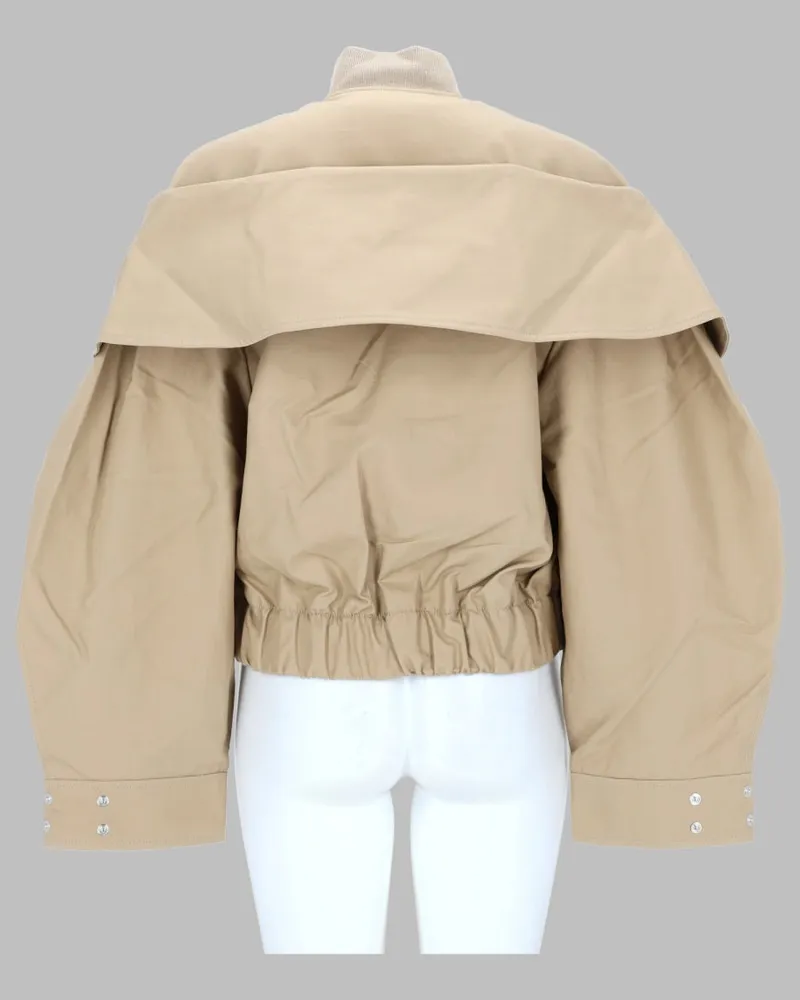 Ganni Organic Cotton Bomber Jacket — Beige Beige