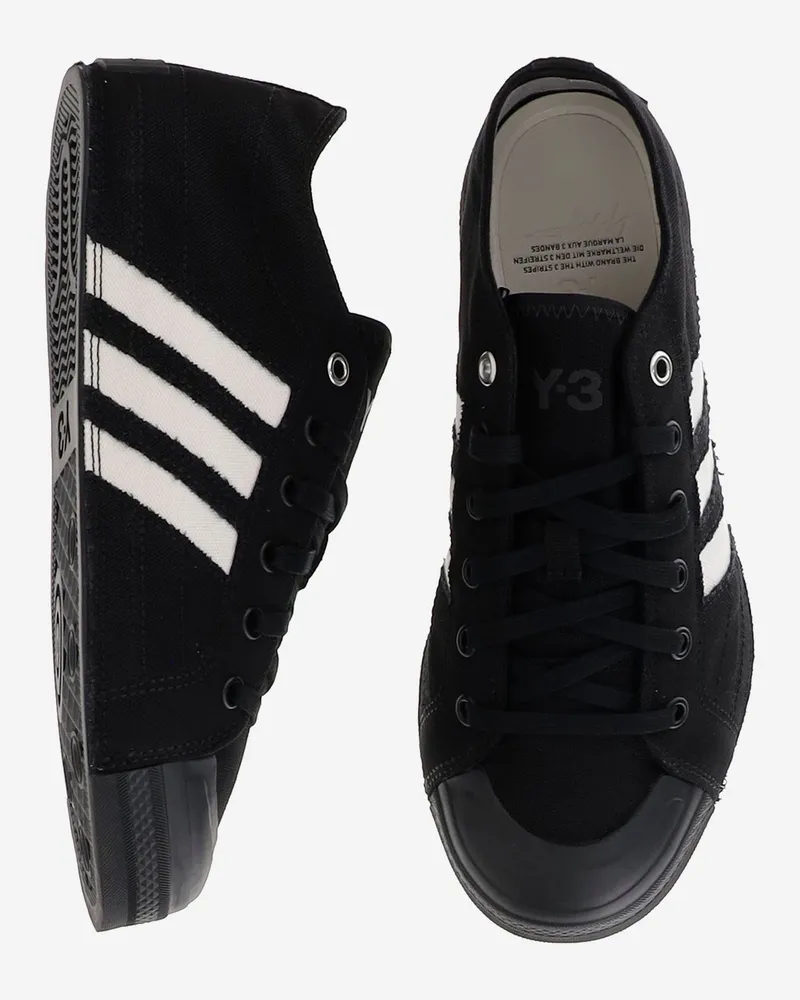 adidas Men's Y-3 Nizza Lo Sneakers Black-White Fabric Trainers Black/white Black