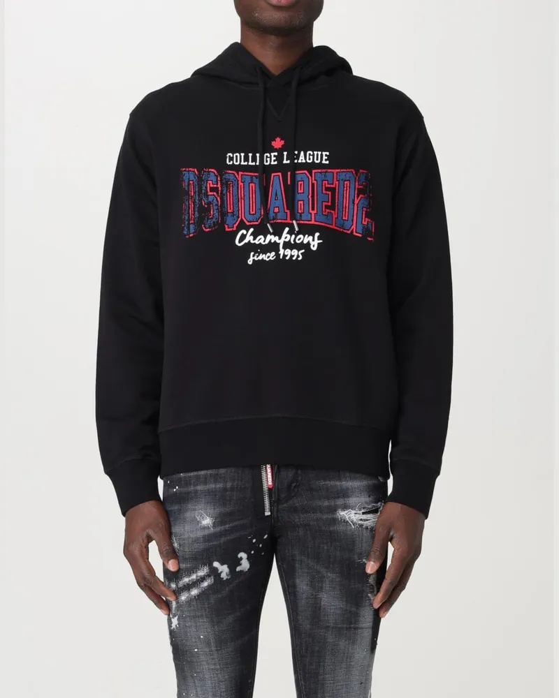 Dsquared2 Men's College League Logo Cool Fit Hoodie Black Clothing > Knitwear Black