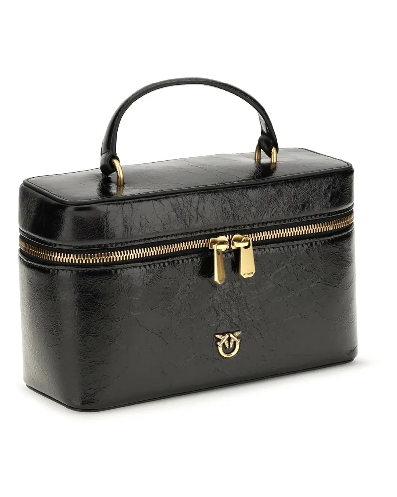 Pinko Women's Beauty Case Classic Calf Leather Black-Antique Gold (bos Taurus) Wallets & Purses Black/antique Black