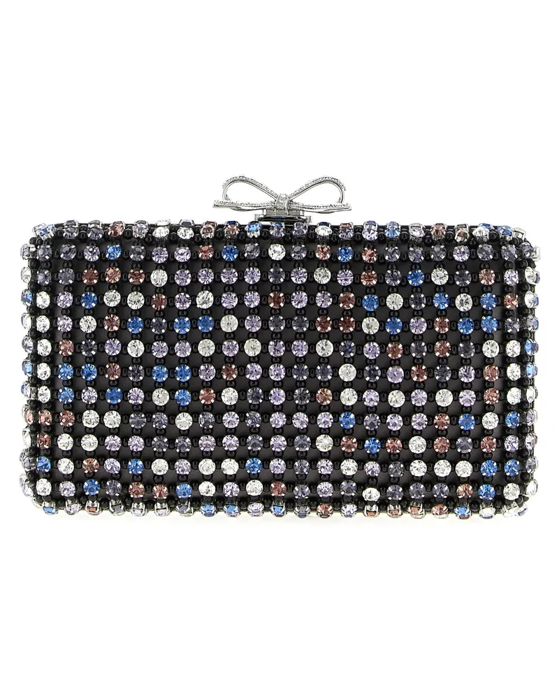 Self-Portrait Crystal-Embellished Clutch — Black Black