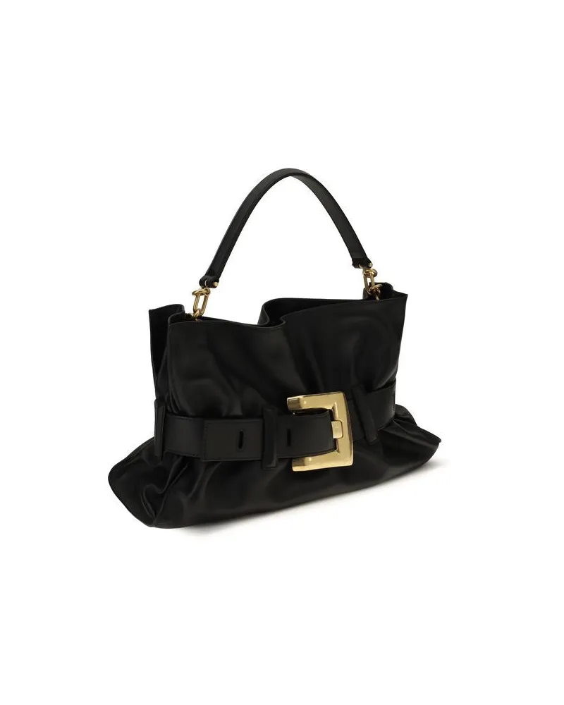 Balmain Women's Black Calf Leather Bos Taurus Handbag Bag Black