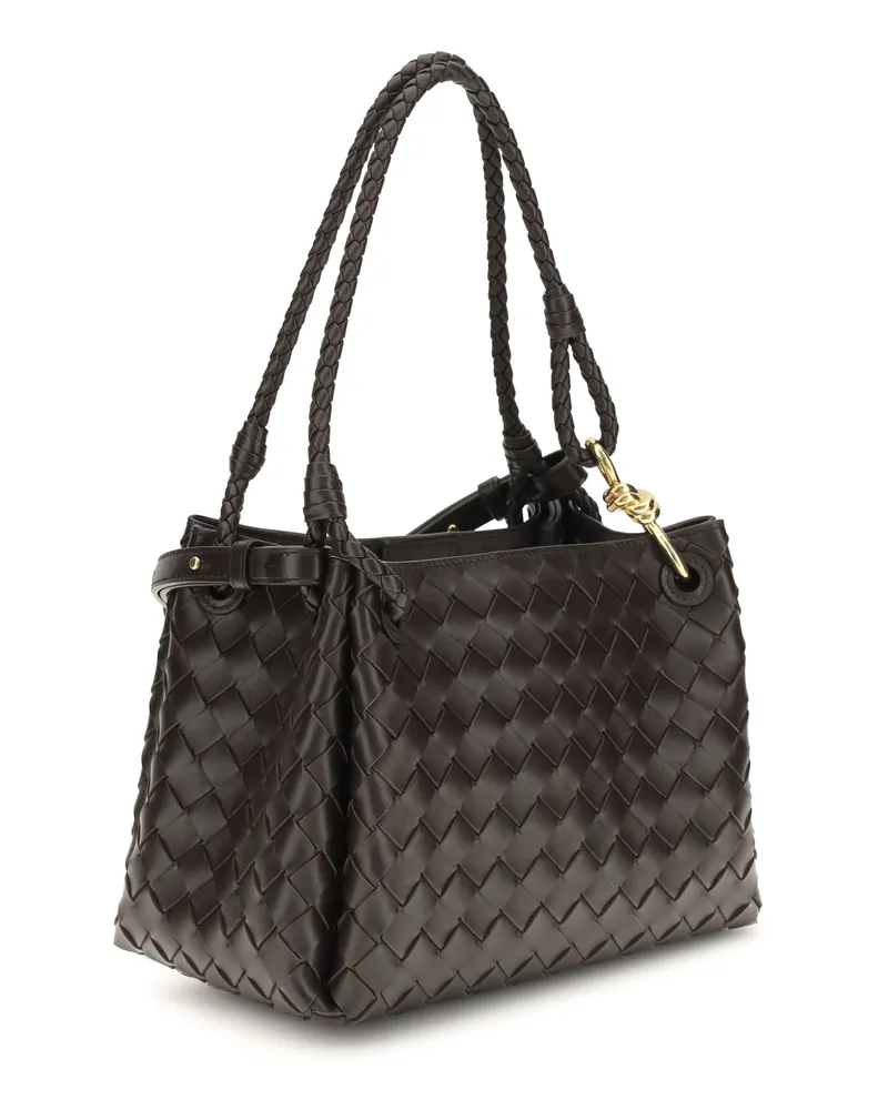 Bottega Veneta Women's Shoulder Bag Intrecciato Calf Leather Fondant-M Brass Black