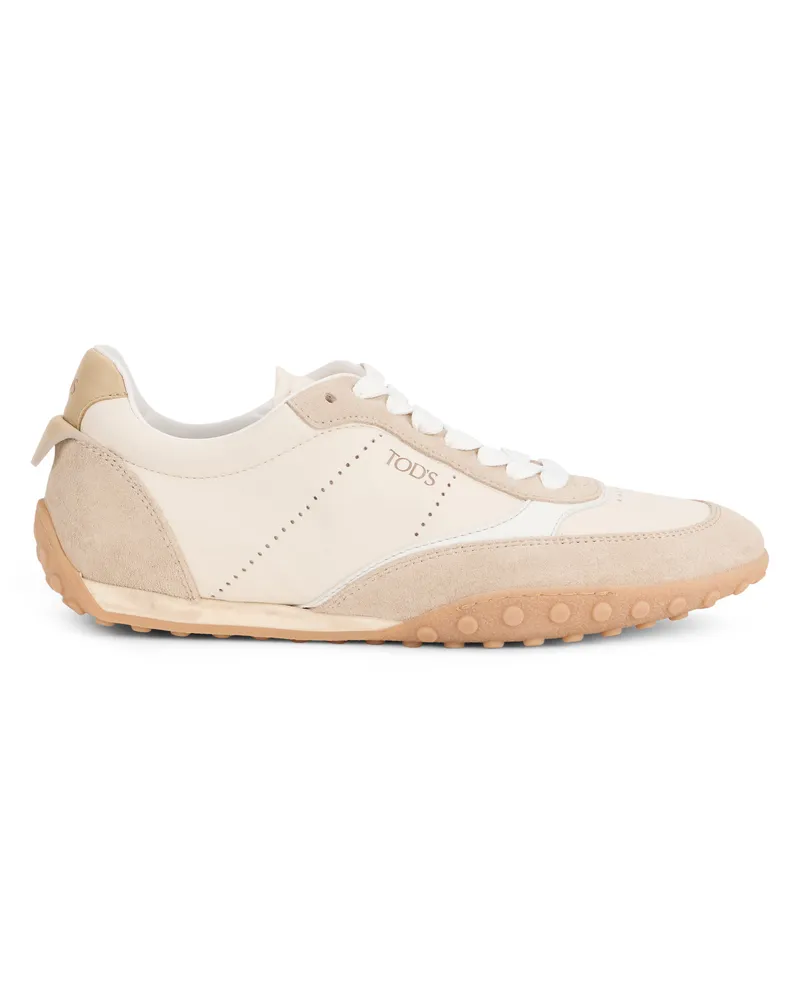 TOD'S Perforated Lambskin Sneaker — Beige Beige