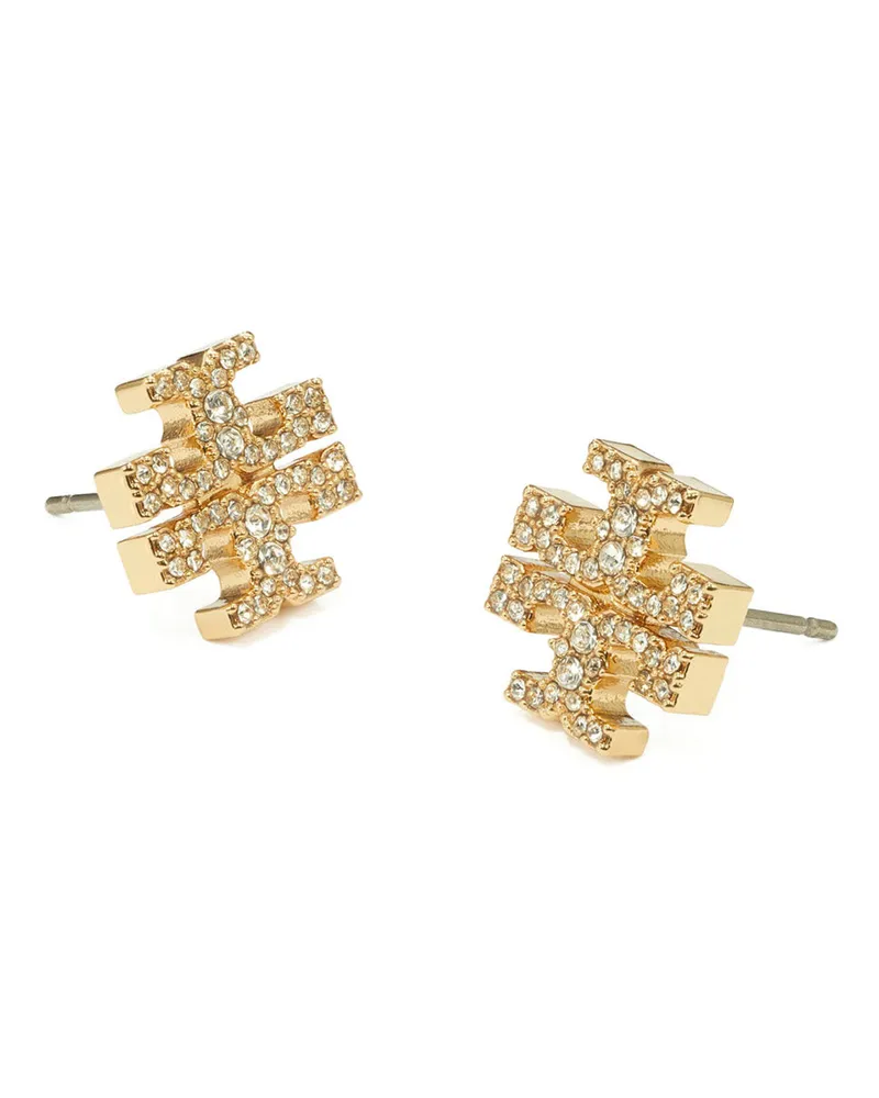 Tory Burch Women's Earrings Double T Gold-Plated Brass Metallic Gold