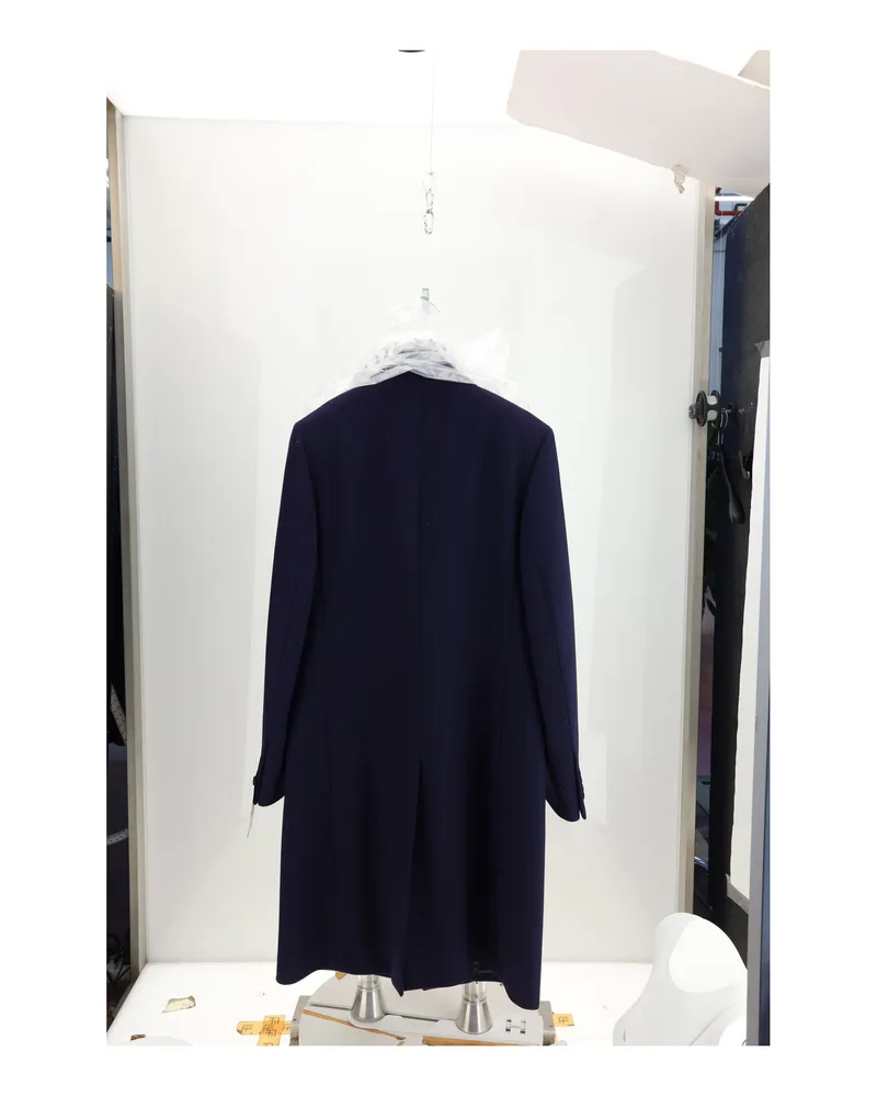 Dior Men's Coat Blue Fleece Wool Navy