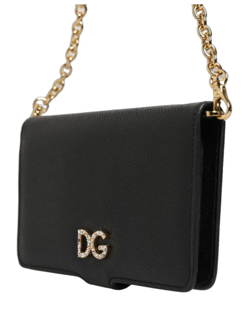 Dolce & Gabbana Women's Case Flip Cover Black Calf Leather Iphone X - Xs Phone Bag Black