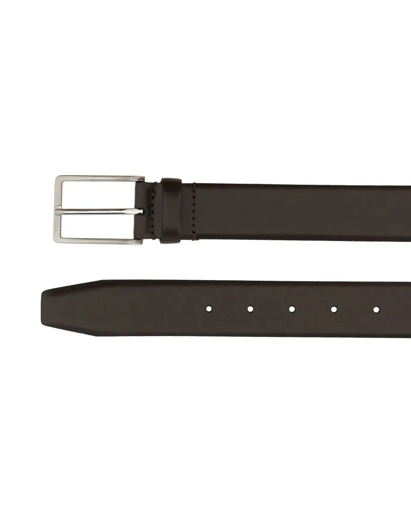 HUGO BOSS Cowhide Leather Belt — Brown Brown