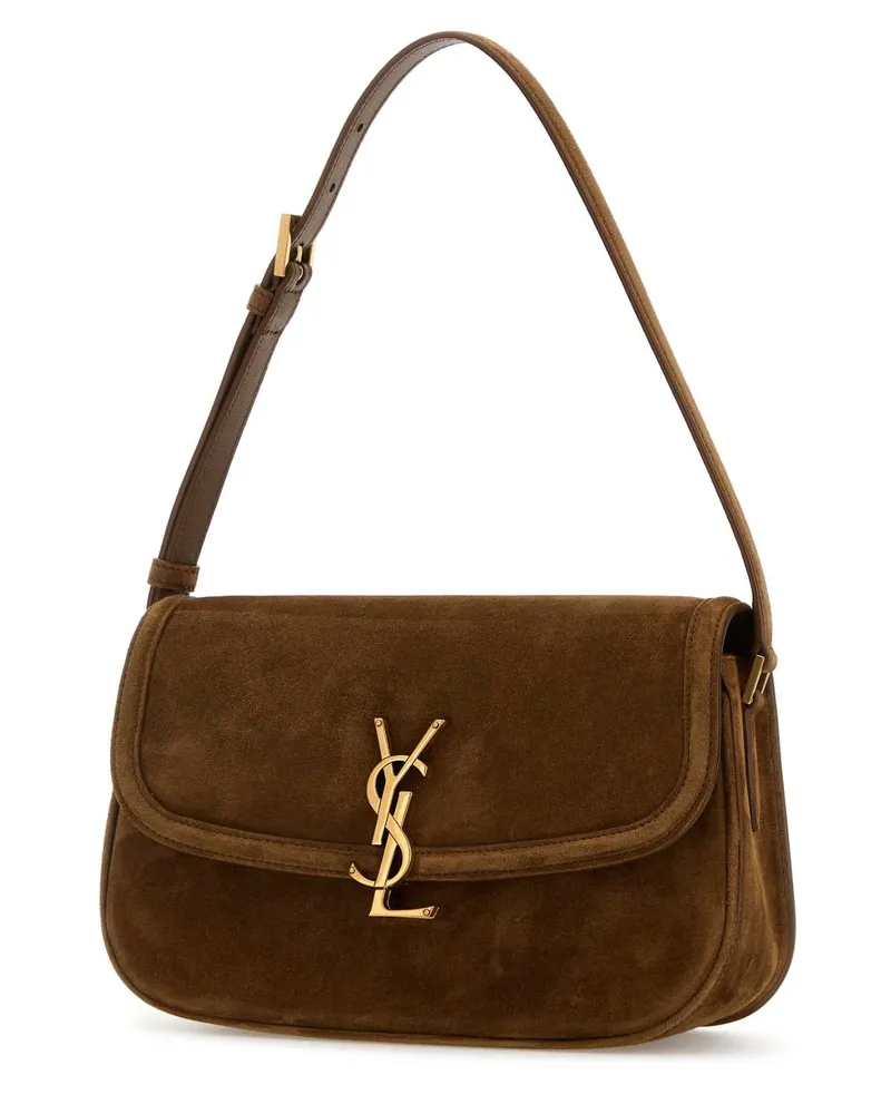 Saint Laurent Women's Brown Suede Solferino Shoulder Bag Orange Caramel Cogn Borse A Mano Brown