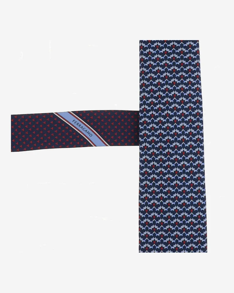 Ferragamo Men's Silk Tie Navy Ties & Bow Navy