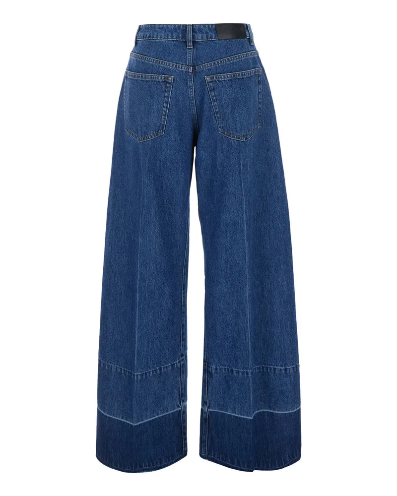 Givenchy Women's Jeans Wide-Leg Blue Denim Cotton Blue