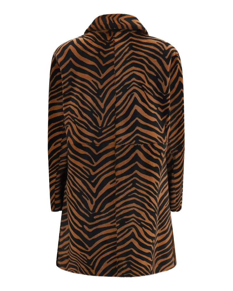 P.A.R.O.S.H. Women's Leopard Print Coat Fantasia Marrone Lamb Ovis Aries Brown