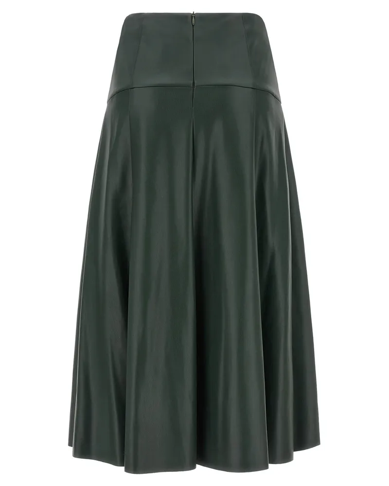 NUDE Leather-Effect Flared Skirt — Forest Green Forest