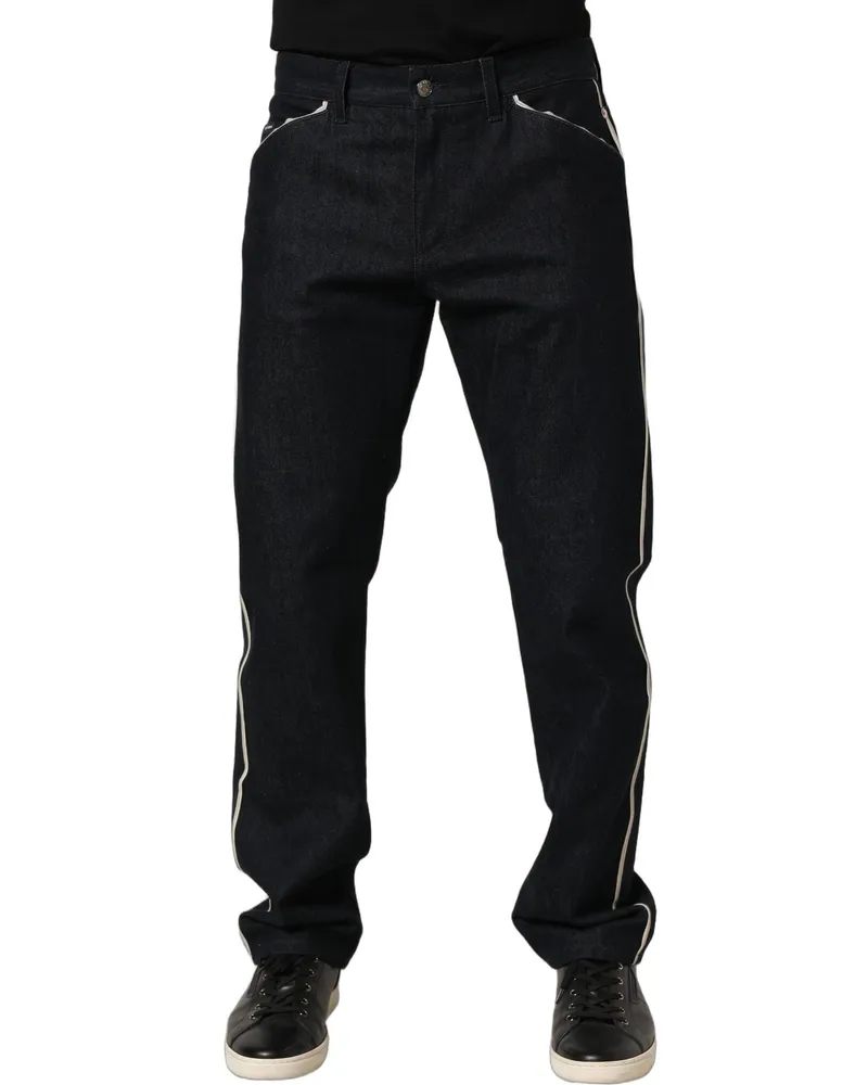 Dolce & Gabbana Black Cotton Mid Waist Classic Men Denim Jeans Clothing Black