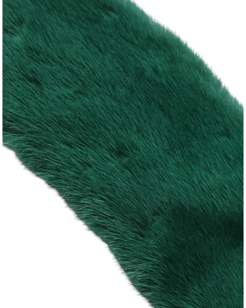 Dolce & Gabbana Green Mink Fur Collar Women Neck Wrap Scarf Green