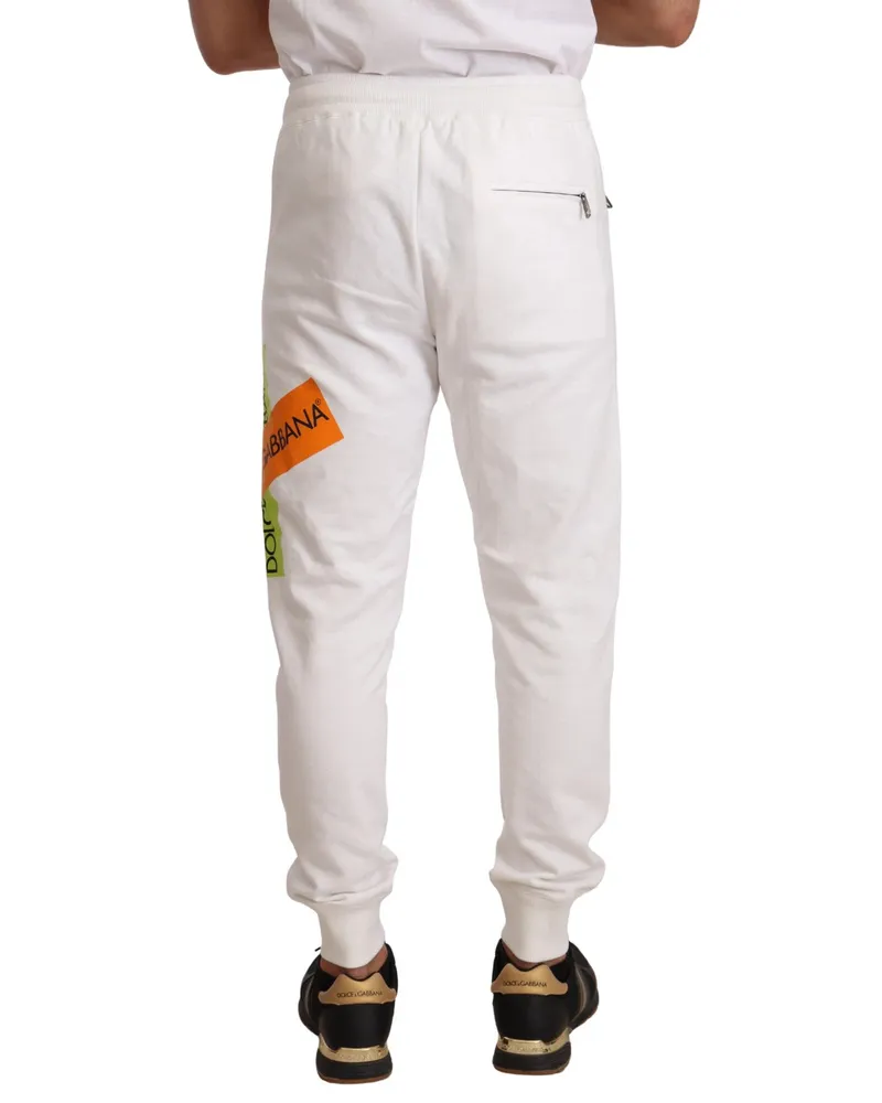 Dolce & Gabbana Logo-Patch Cotton Jogging Pants — White White
