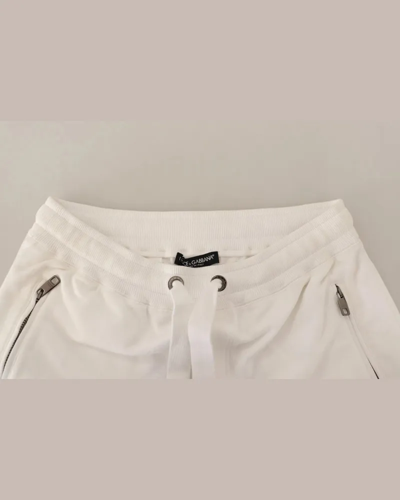 Dolce & Gabbana Men's White Cotton Logo Patch Sweatpants Jogging Pants White