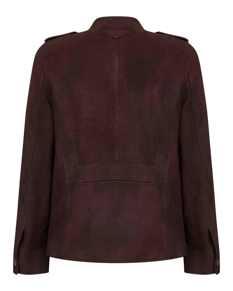 Prada Men's Coffee Suede Jacket Brown Furs & Skins - Lamb Skin Bomber Brown
