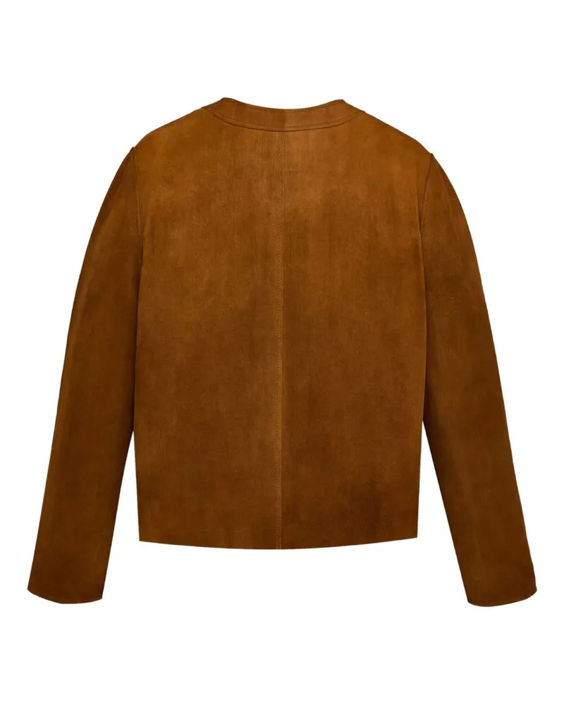Saint Laurent Button-Front Suede Jacket — Cognac Cognac
