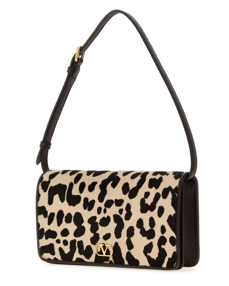 Valentino Garavani Women's Printed Calf Hair Mini Vlogo Signature Shoulder Bag Naturaletestadimorooakbrown Leather - Bos Taurus Borse A Mano Beige