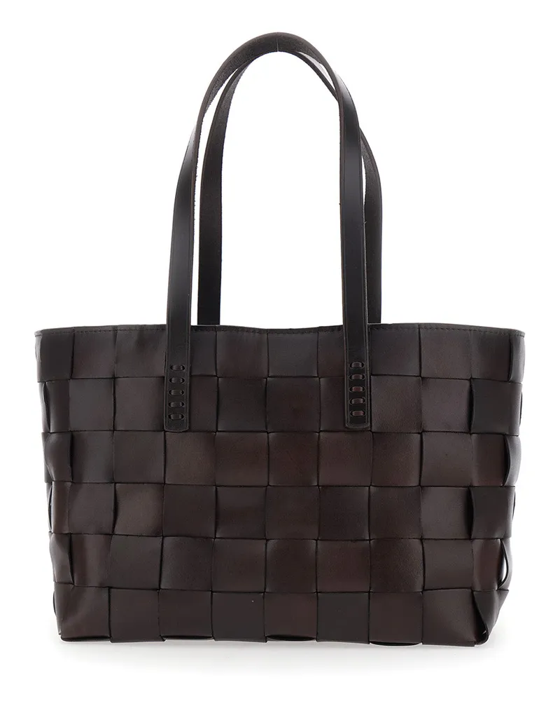 Dragon Diffusion Women's Tote Bag Woven Leather Brown Brown