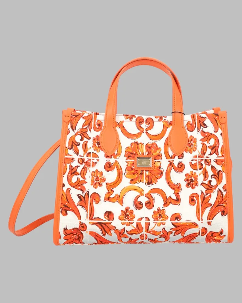 Dolce & Gabbana Canvas Cotton Shoulder Bag — Orange Orange