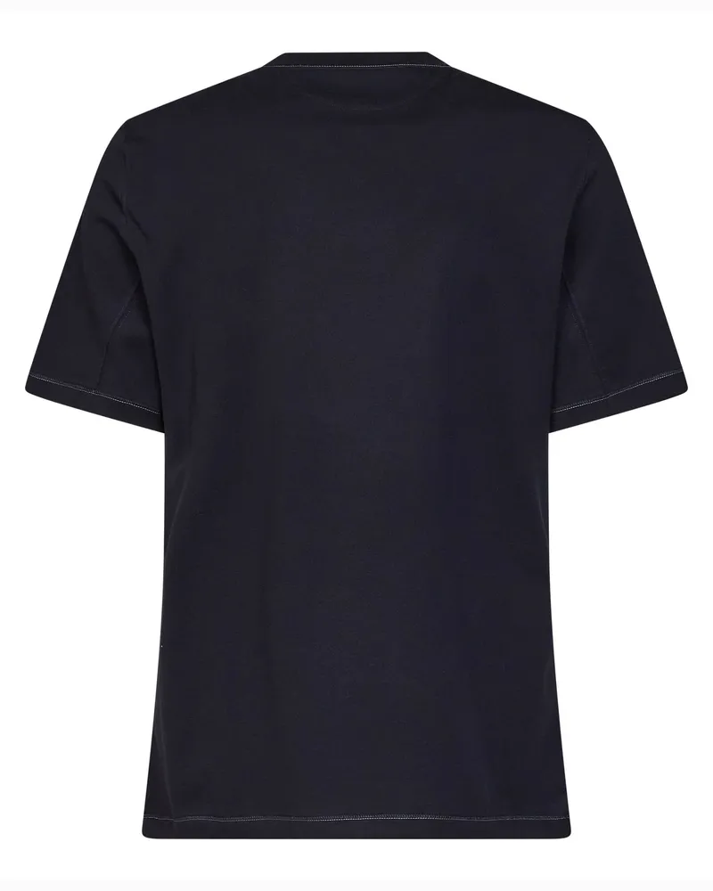 Brunello Cucinelli Men's Crewneck T-Shirt Solomeo Crest Navy Blue Cotton T-Shirts And Polos Navy