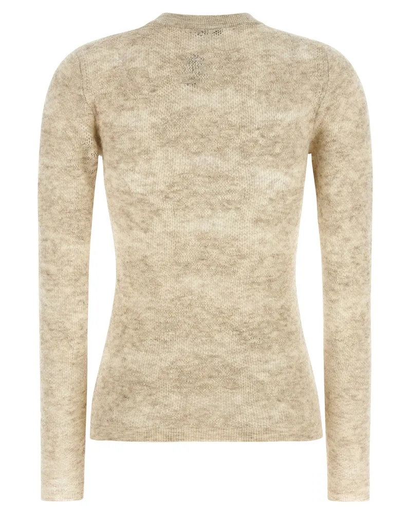 Brunello Cucinelli Perforated Silk and Alpaca Sweater — beige Beige