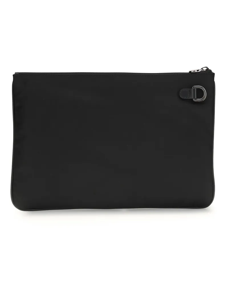 Kiton Men's Leather Pouch Nero Fabric Clutches Black