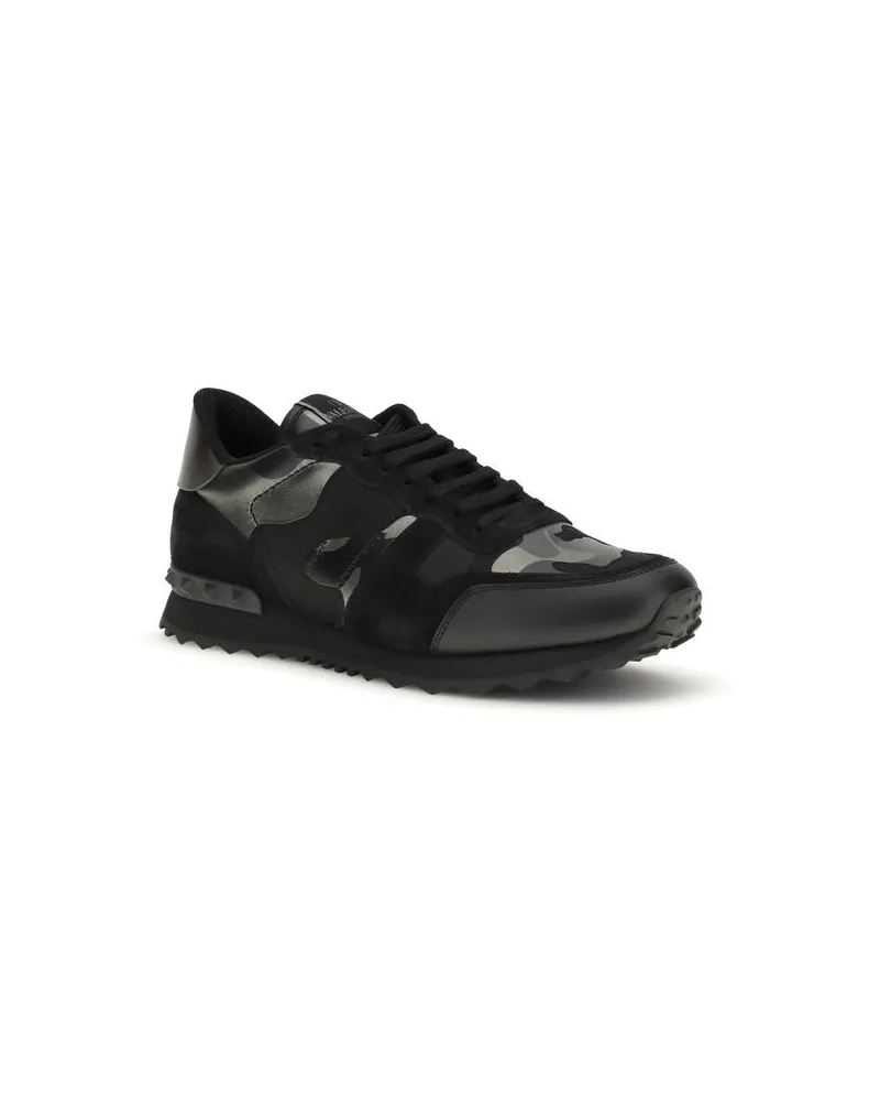 Valentino Garavani Men's Black Calf Leather Bos Taurus Athletic Sneakers Black