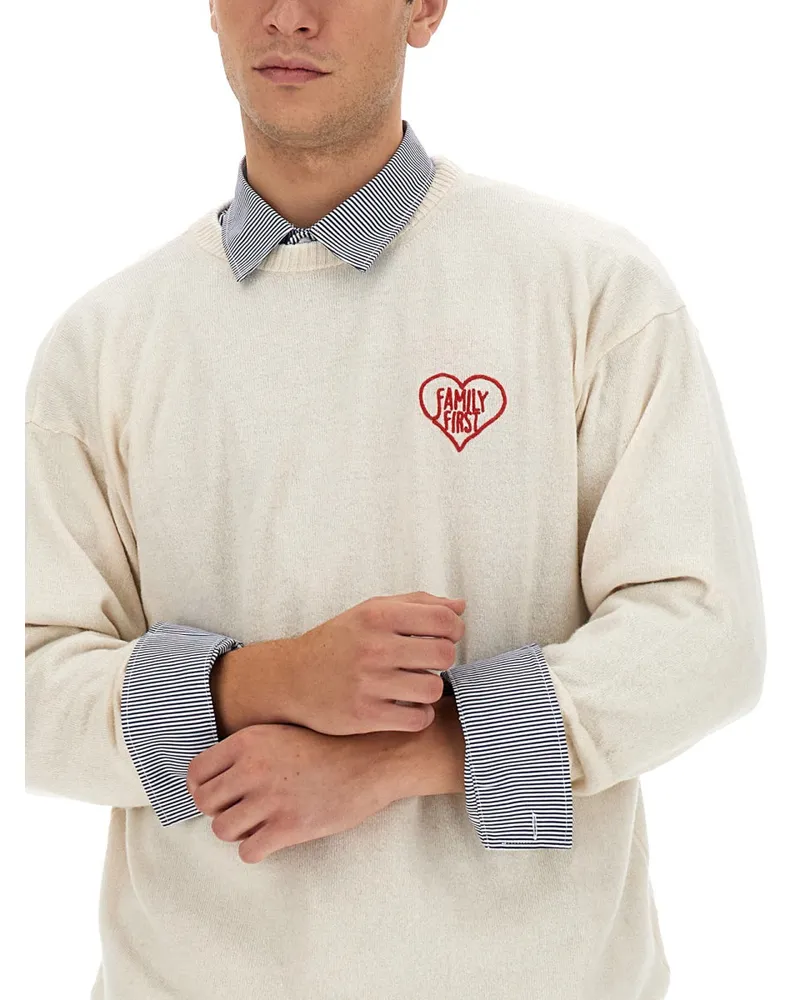 Family First Logo Cashmere Blend Sweater — White White