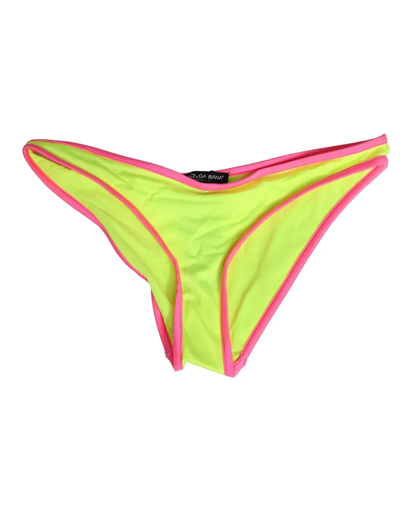 Dolce & Gabbana Unisex Yellow Pink Nylon Bottom Beachwear Bikini Underwear Elastane Clothing Yellow