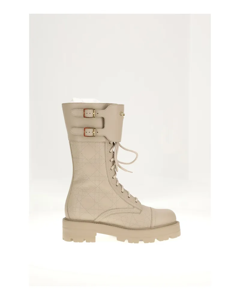 Dior Women's Boots D-Trap Low Beige Calf Leather Beige
