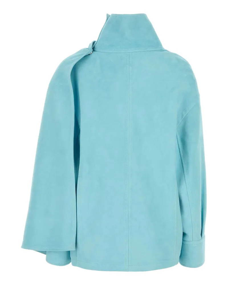 Bottega Veneta Women's Light Blue Leather Blouse Paleblue Exterior: Lamb Maglie Blue